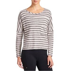 ATHLETA Valley Top high low hem Striped Gray Women's Top size Medium casual work